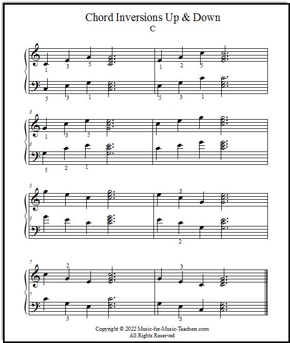 Piano chord inversions sheet music