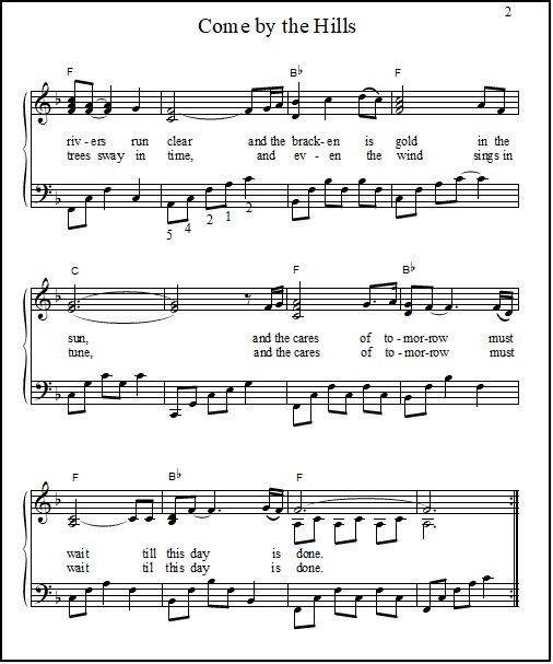 Irish sheet music "Come By the Hills"