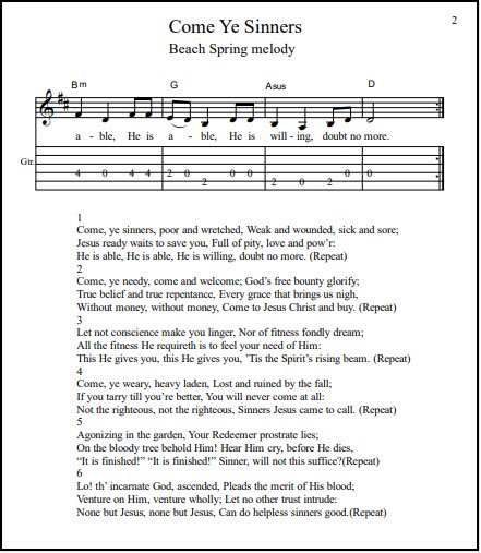 Guitar tabs old gospel hymn