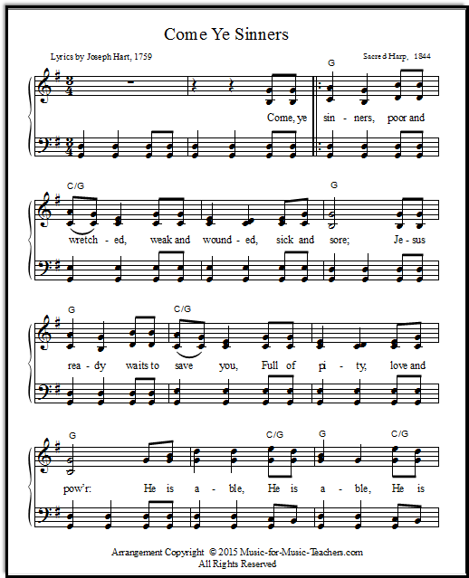 Sheet music for old gospel hymn