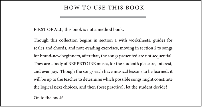 How to Use the beginner's piano book "Songs Old and Songs New", page 1