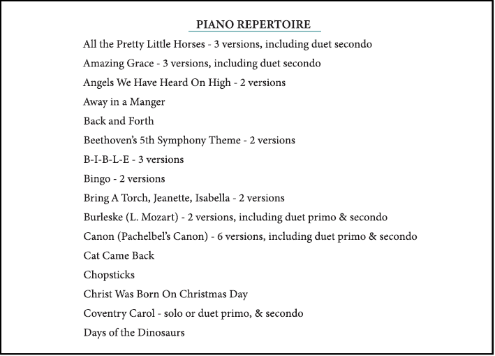 Table of Contents page 4 of the piano book Songs Old and Songs New