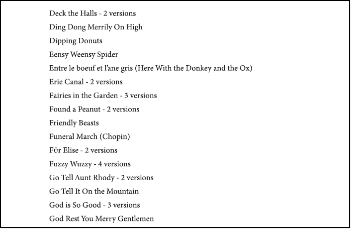 Table of Contents page 5 of the piano book Songs Old and Songs New