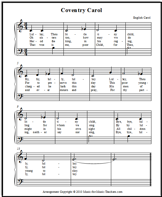 Coventry Carol, a piano arrangement of "Slaughter of the Innocents"