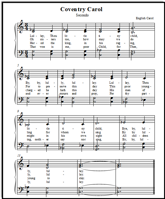 Duet accompaniment for Coventry Carol