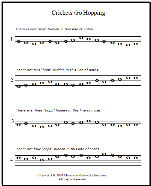 Beginner note reading exercise "Crickets"