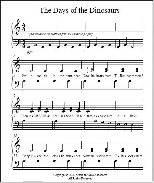 Song about Dinosaurs sheet music