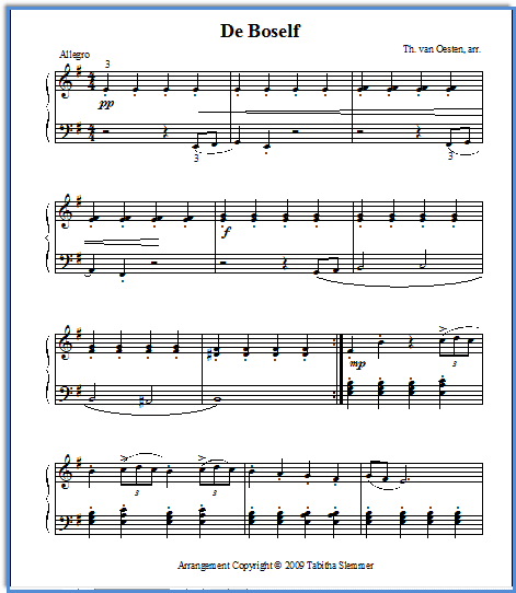 Piano sheet music "De Boself"