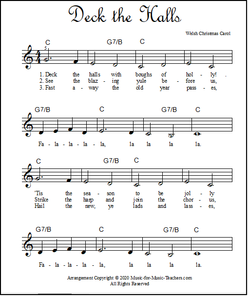 Lead sheet Deck the Halls