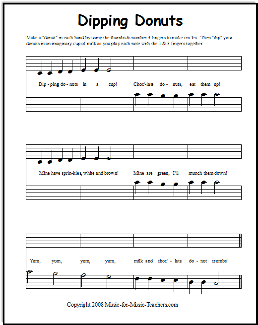 Stepwise notes in beginner piano song