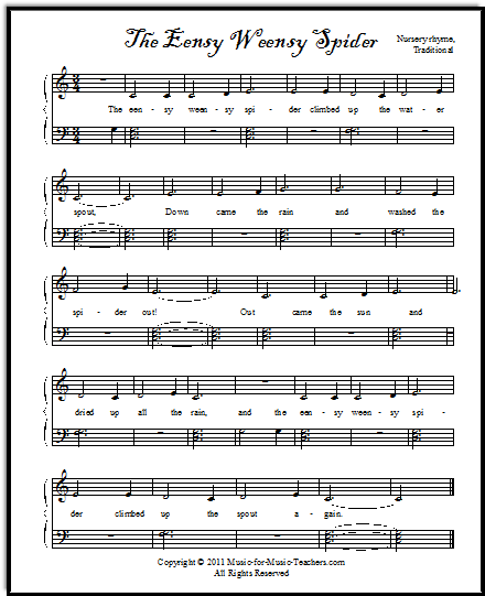 The Eensy Weensy Spider for beginning piano, using left hand chords