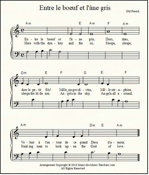 Between the Donkey and the Ox, a beginner piano version