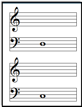 Giant flashcards for bass clef