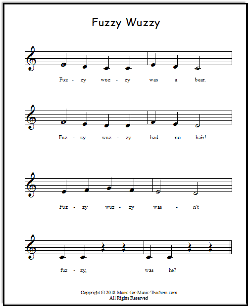 One-handed Fuzzy Wuzzy melody