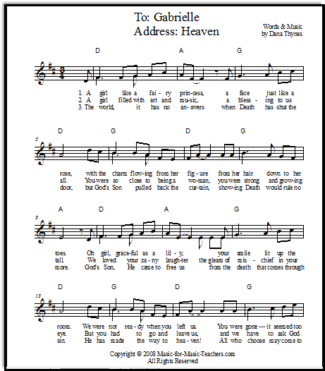 Song for a memorial service for a young girl