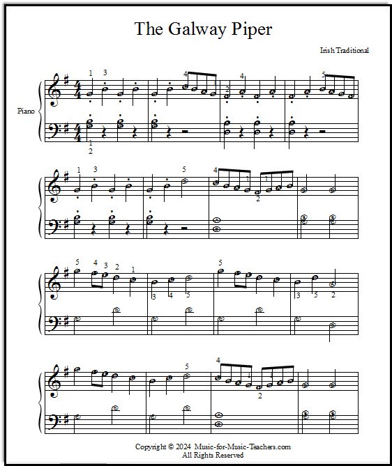 Galway Piper piano music