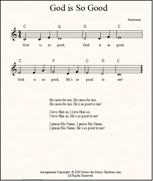 God is So Good piano music for beginners