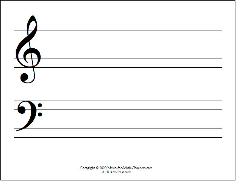 Grand staff horizontal with clef symbols