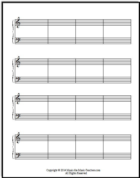 Staff paper with bar lines & clefs