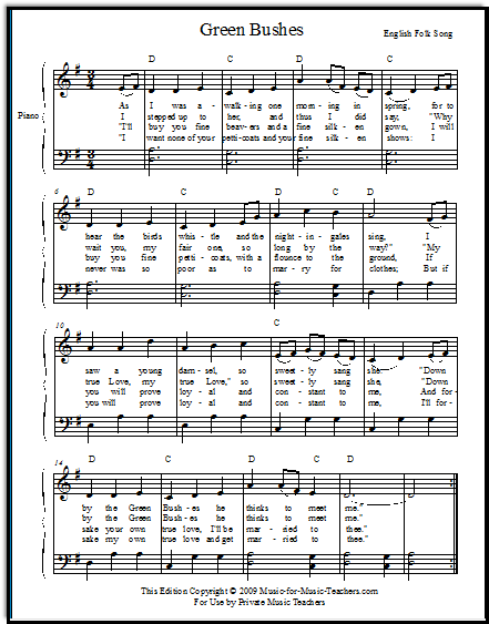 English vocal music Green Bushes