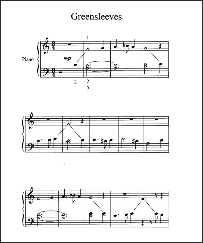 Greensleeves piano solo