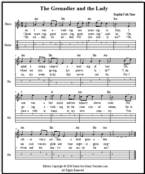 English folk song sheet music