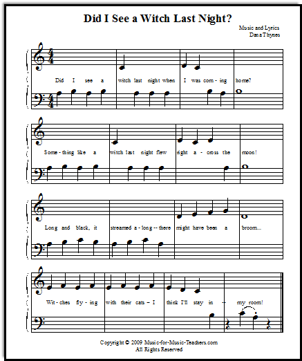 Halloween song about seeing a witch flying on Halloween night.