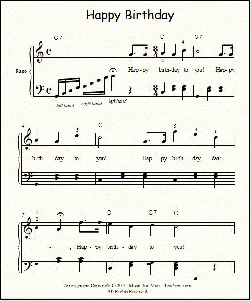 Happy Birthday Free Sheet Music for Guitar, Piano, & Lead Instruments