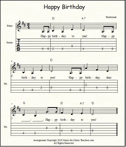 Happy Birthday Free Sheet Music For Guitar Piano Lead Instruments