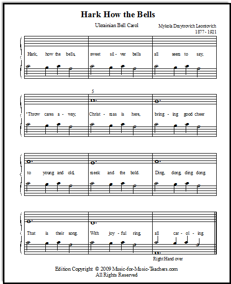 Free Sheet Music for Children: Easy Ukrainian Bell Carol