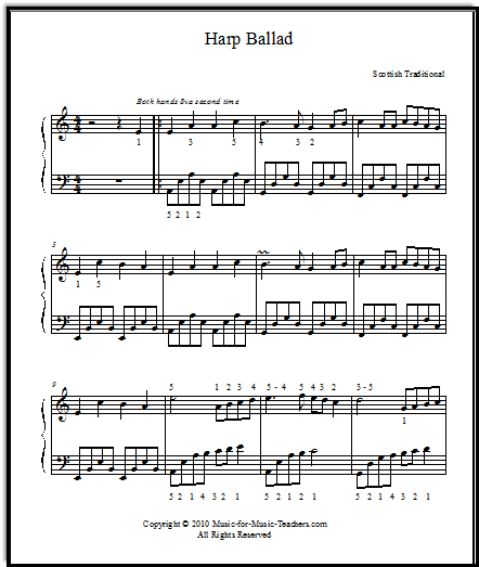 Printable Sheet Music for Piano Harp Ballad