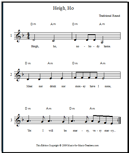 Heigh, Ho Round sheet music