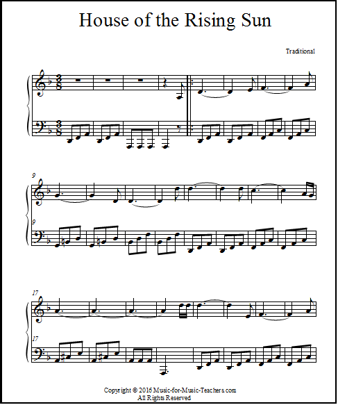 House of the Rising Sun chords