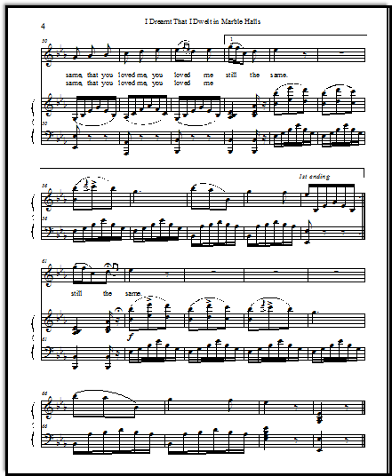 Full Score I Dreamt  I Dwelt in Marble Halls short aria, for voice and piano.
