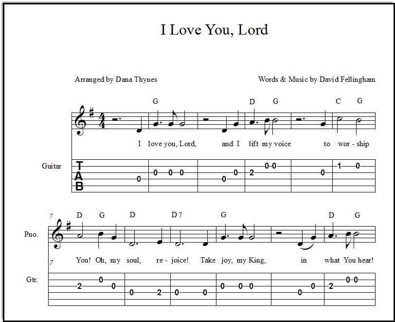 I Love You Lord sheet music