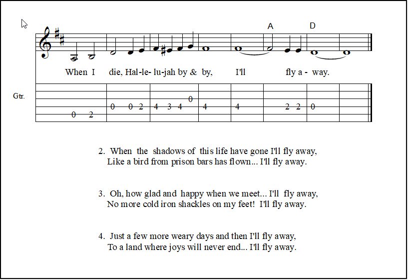 Sheet music for guitar I'll Fly Away