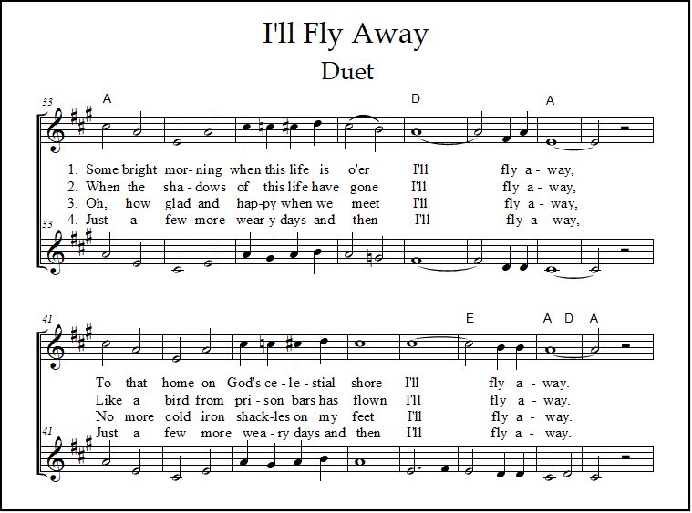 Duet sheet music I'll Fly Away