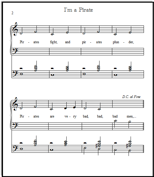 Duet for beginner piano, I'm a Pirate, free!