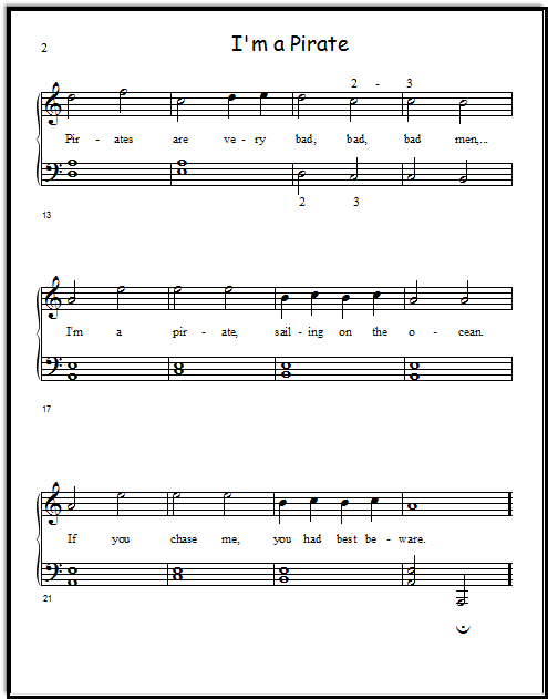 Pirate music for piano