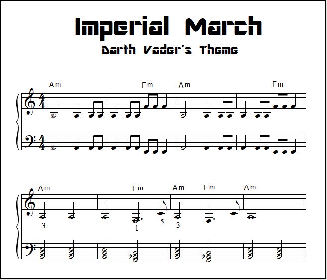 Imperial March Star Wars piano music