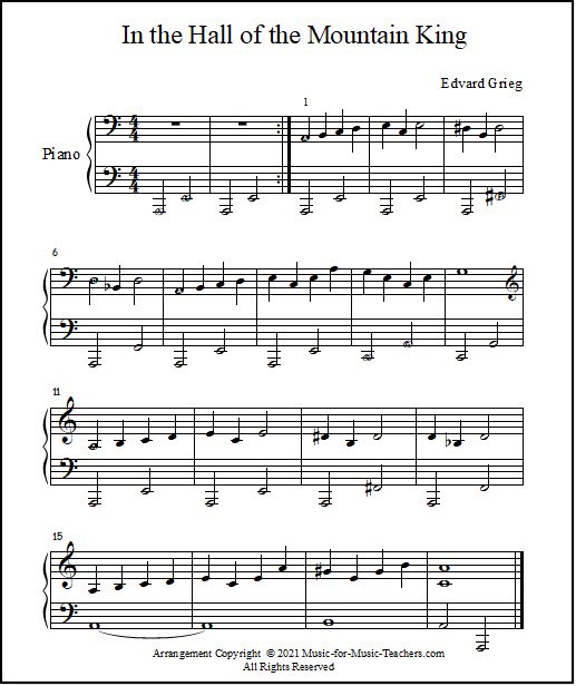 Short piano arrangement of Grieg music