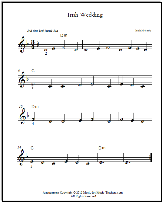 Irish Wedding piano lead sheet