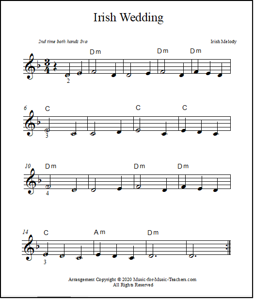 Free Printable Sheet Music For Piano Students Irish Wedding