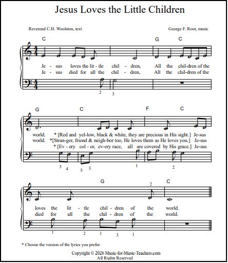 Beginner song Jesus Loves the Little Children