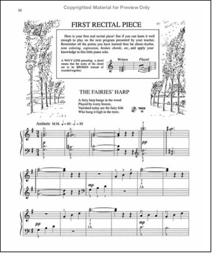 The Fairies' Harp song for piano