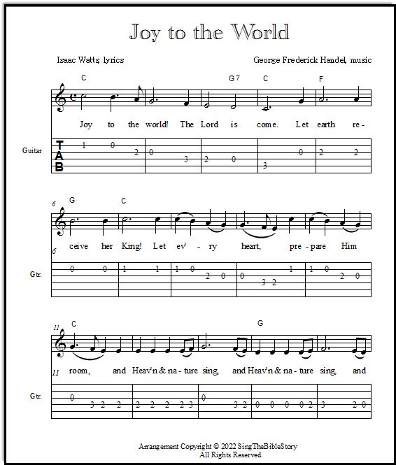 joy to the world tablature