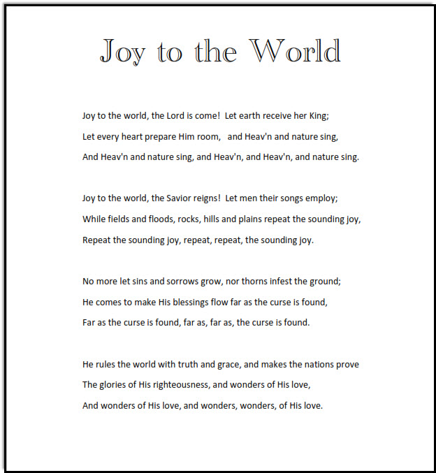 joy to the world lyrics