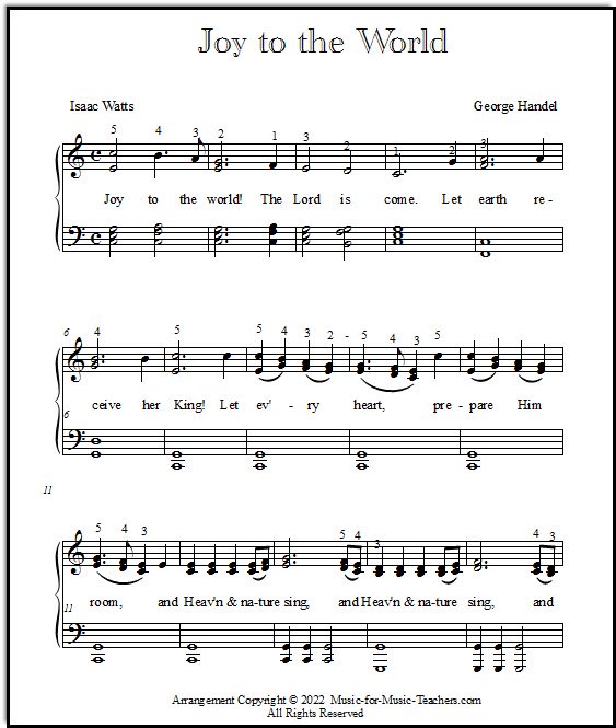 joy to the world printable sheet music