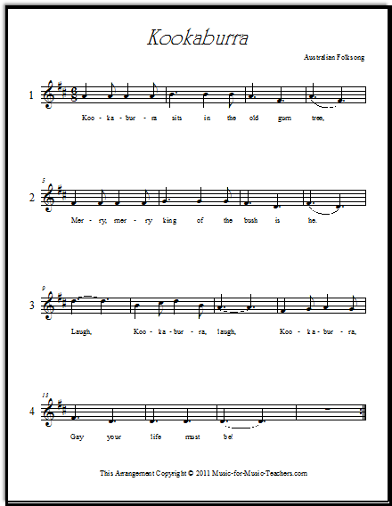 Vocal round for kids Kookaburra