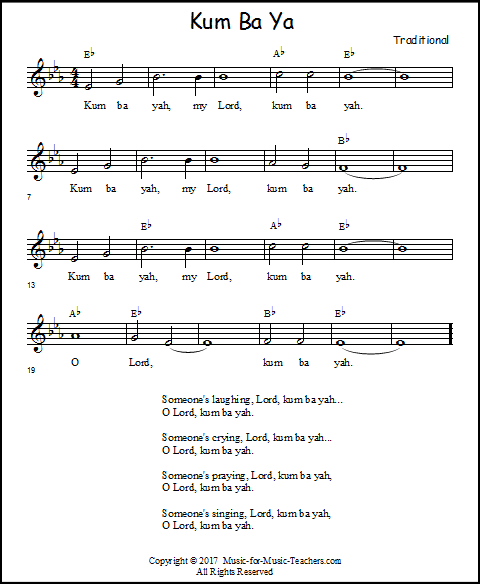 Lead sheets for Kum Ba Yah